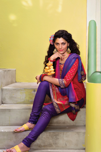 Solid Knit Churidar Leggings - Off-White, Women, Indian Clothing