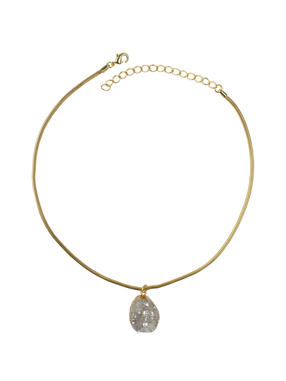 Ivory Tag Beau Mignon Crystal Stone Necklace with Gold Leafing - In-Sattva