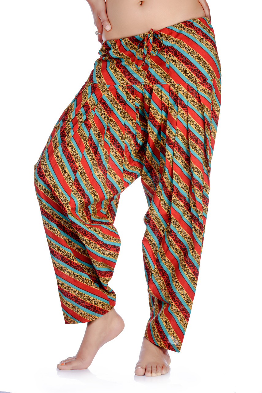 In-Sattva Women's Indian Colorful Diagonal Stripes Print Patiala Pants ...