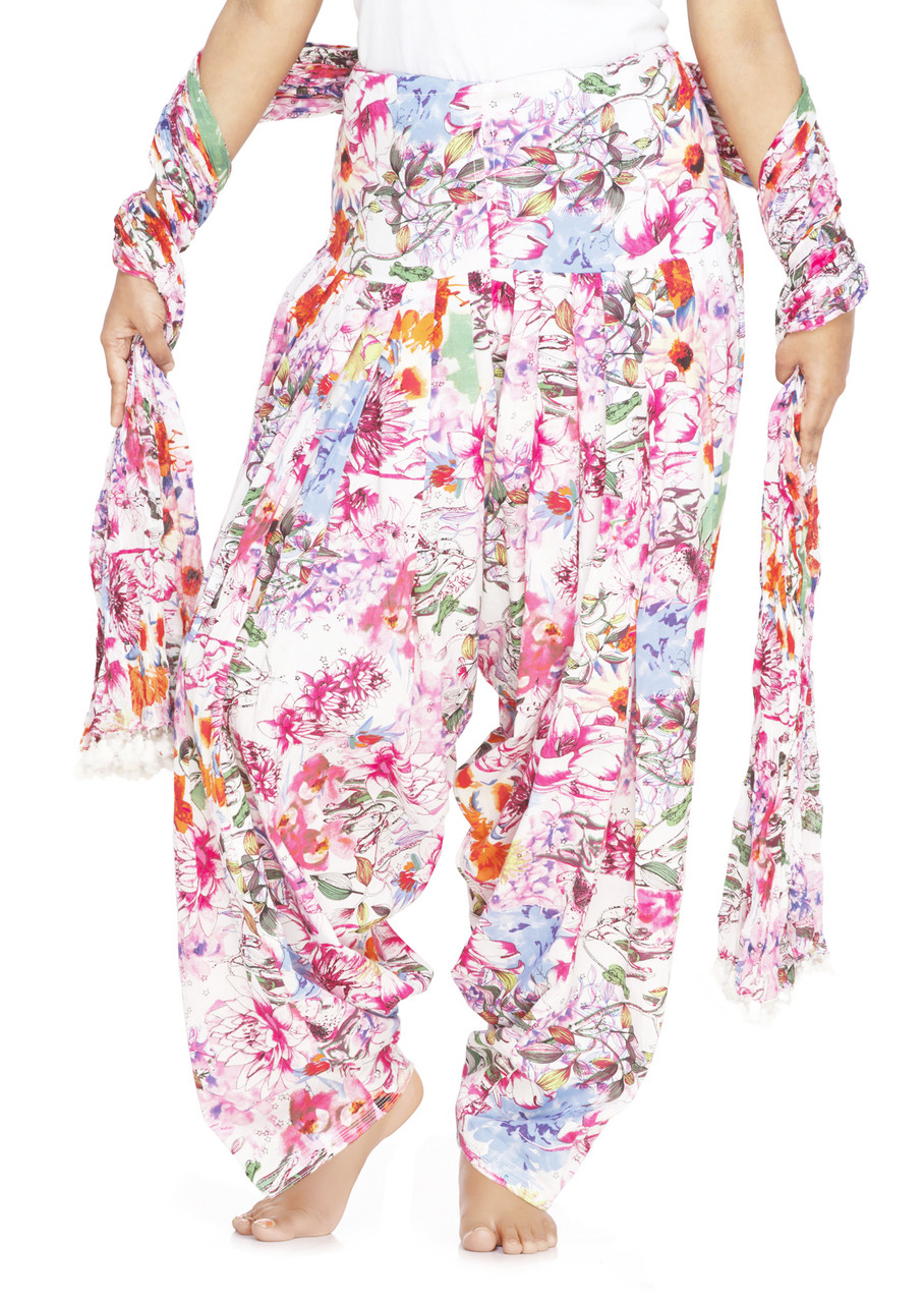 Indian Clothing Women's Full Length Floral Patiala and Dancer Pants ...