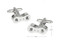 silver bike chain cufflinks shown as a pair with size dimensions 20 mm by 8 mm close up image
