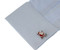 Happy Santa Claus Cufflinks displayed on a white dress shirt sleeve cuff close up image