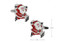 Ice-skating Happy Santa Cufflinks shown as a pair with size dimensions 12 mm by 20 mm close up image