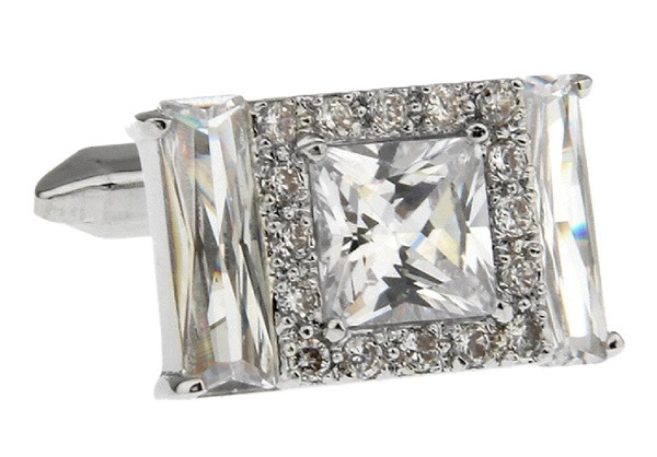 Rectangle Baguettes Crystal Cufflinks with Presentation Gift Box
