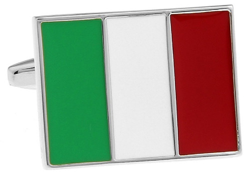 Flag of Italy Cufflinks, Italian Flag Cuff links close up image