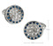 round weave cufflinks with blue crystals shown as a pair with size dimensions 19 mm by 19mm close up image