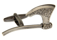 gun metal broad-axe cuff-links close up image