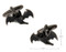 black bat cufflinks shown as a pair with size dimensions 21mm by 19mm