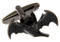 Batman style black bat cufflinks close up image