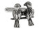 Two Love Birds sitting on a branch Cuff-links in silver detailed image close up