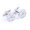 Silver Mason Cufflinks shown as a pair side view close up image