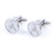 Silver Mason Cufflinks shown as a pair left side view close up image