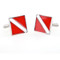 Scuba Diver Flag Cufflinks shown as a pair side by side close up image