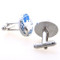 Blue dome World Globe Cufflinks shown as a pair backside view close up image