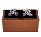 Bike Bicycle Cycling Cufflinks Displayed with Deluxe Presentation gift Box close up image