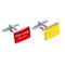 Soccer Penalty Red Card Send Off  & Yellow Warning Card Cufflinks shown as a pair right side view  close up image