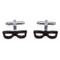 Black Hipster Eye Glasses Cufflinks shown as a pair close up image