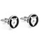 Round Black & Silver Bear head cufflinks shown as a pair right side view close up image