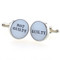 not guilty, guilty cufflinks shown as a pair side view close up image