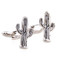 silver Cactus Cufflinks shown as a pair close up image