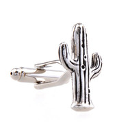 Silver Cactus Cufflinks close up image
