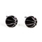 Basketball cufflinks black with silver lines shown as a pair close up image
