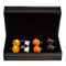 4 Pairs Basketball Hoop and Basketballs Cufflinks with Deluxe Presentation Gift Box close up image