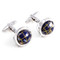 Globe cufflinks that really spin shown as a pair side view close up image