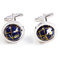 Spinning Globe Cufflinks that really move shown as a pair close up image