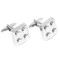 Silver Lego Building Blocks Cufflinks shown as a pair side view close up image