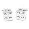 Silver Lego Building Blocks Cufflinks shown as a pair close up image