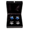 Black & Blue Fleur De Lys Cufflinks Gift Set with Deluxe Presentation Gift Box close up image