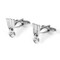 silver scuba fins cufflinks shown as a pair side view close up image