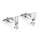 silver scuba fins cufflinks shown as a pair side by side view close up image