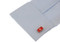 Flag of Switzerland cufflinks; Swiss Flag cufflinks displayed on a white dress shirt sleeve cuff close up image