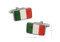 Flag of Italy cufflinks; Flag of Ireland Cufflinks shown as a pair with size dimensions 19mm by 11mm close up image
