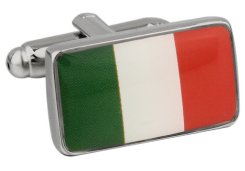 Flag of Italy cufflinks; Flag of Ireland Cufflinks close up image