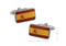 Flag of Spain Cufflinks shown as a pair with size dimensions 19mm by 11mm close up image