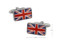 Flag of Great Britain cufflinks shown as a pair with size dimension 19mm by 11mm close up image