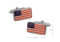 Flag of the united states cufflinks; American Flag cufflinks shown as a pair with size dimensions 19mm by 11mm close up image