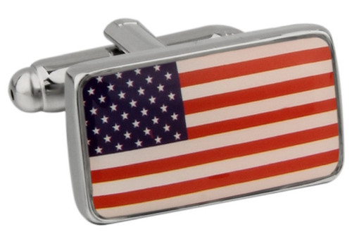 Flag of the united states cufflinks; American Flag cufflinks close up image