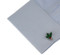 Christmas Mistletoe Holly Cufflinks displayed on a white dress shirt sleeve cuff close up image