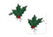 Christmas Mistletoe Holly Cufflinks shown as a pair with size dimensions 20mm by 20mm close up image