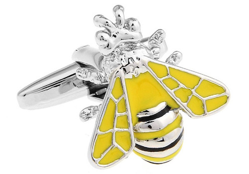 yellow jacket Bee Cufflinks close up image