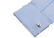 Number 9 Cufflinks; Numeral Nine Cufflinks displayed on a white dress shirt sleeve cuff close up image
