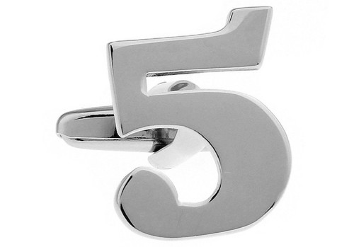 Number 5 Cufflinks; Numeral Five Cufflinks close up image