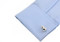 Number 3 Cufflinks; Numeral Three Cufflinks displayed on a white dress shirt sleeve cuff close up image