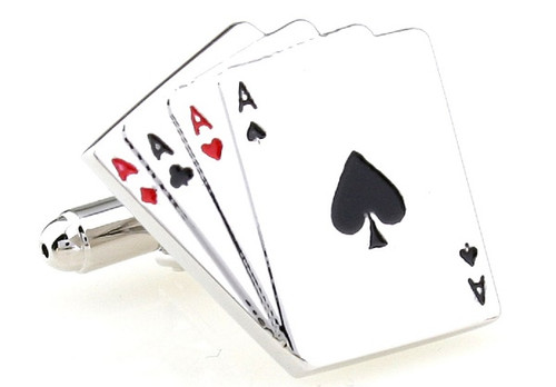 four of a kind Ace Cards cufflinks close up image