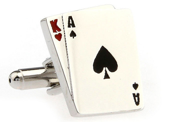 Card Guard Big Slick Ace And King SILVER Spinner Poker Protector * 