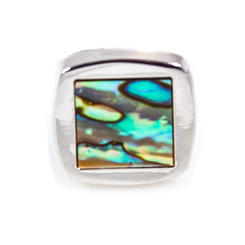 silver square abalone cufflinks